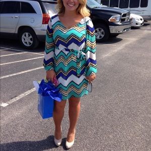 Blue Chevron Dress